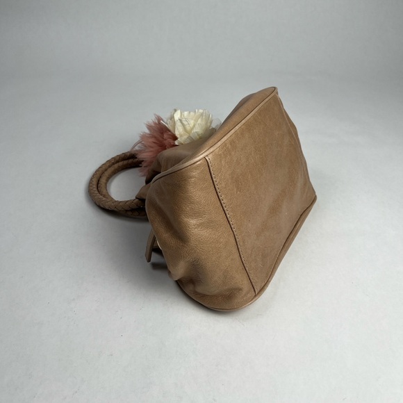 Talbots Tan Leather Handbag with Floral Accent - Picture 14 of 16